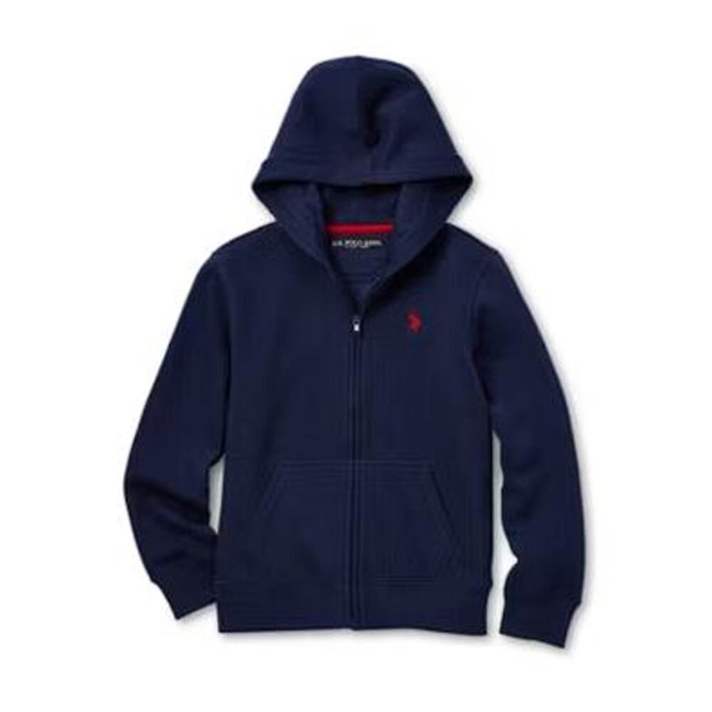 U.S. POLO ASSN. Kids' Long Sleeve Embroidered Fleece Zipper Hoodie Size XL